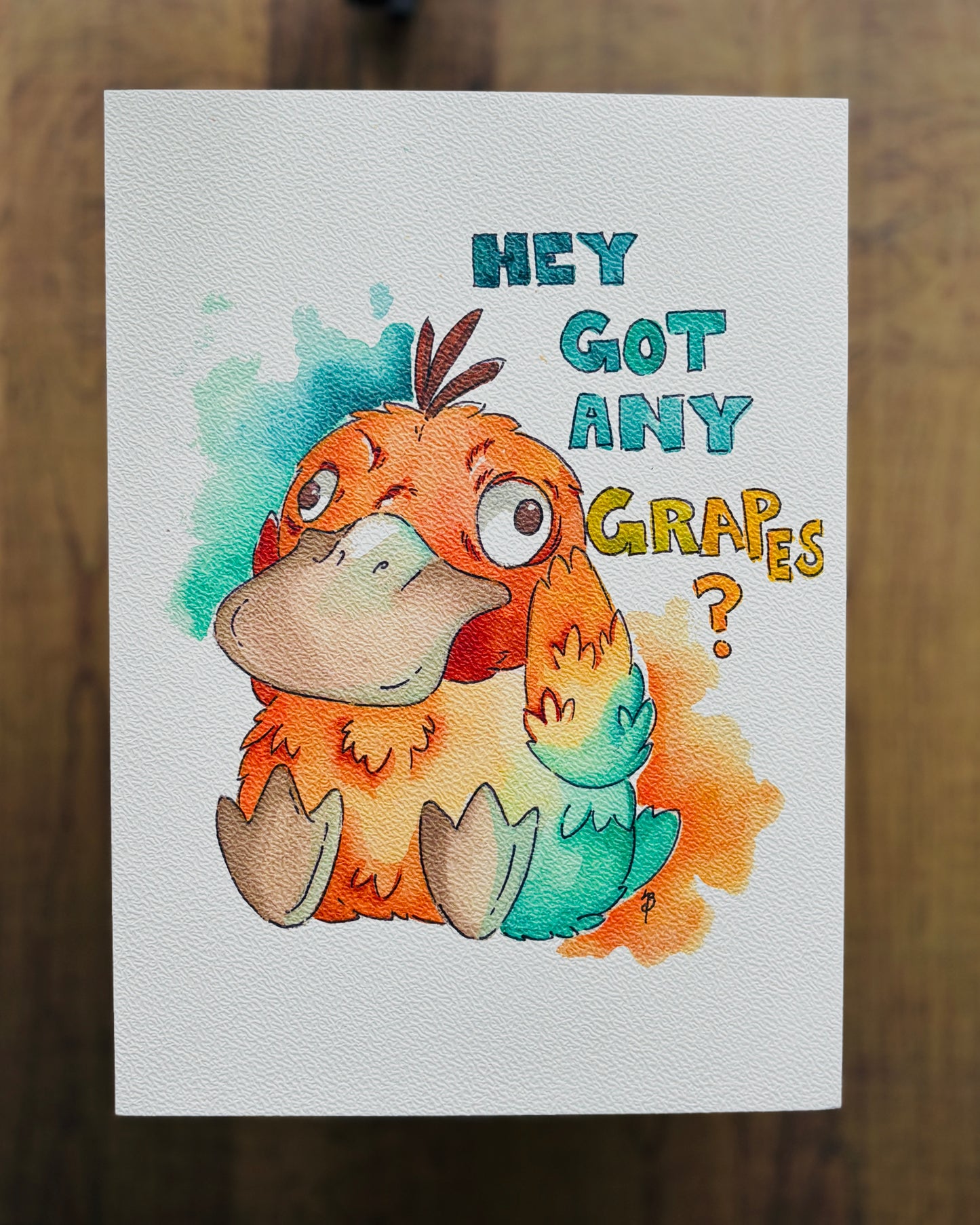 Psyduck Watercolour Print
