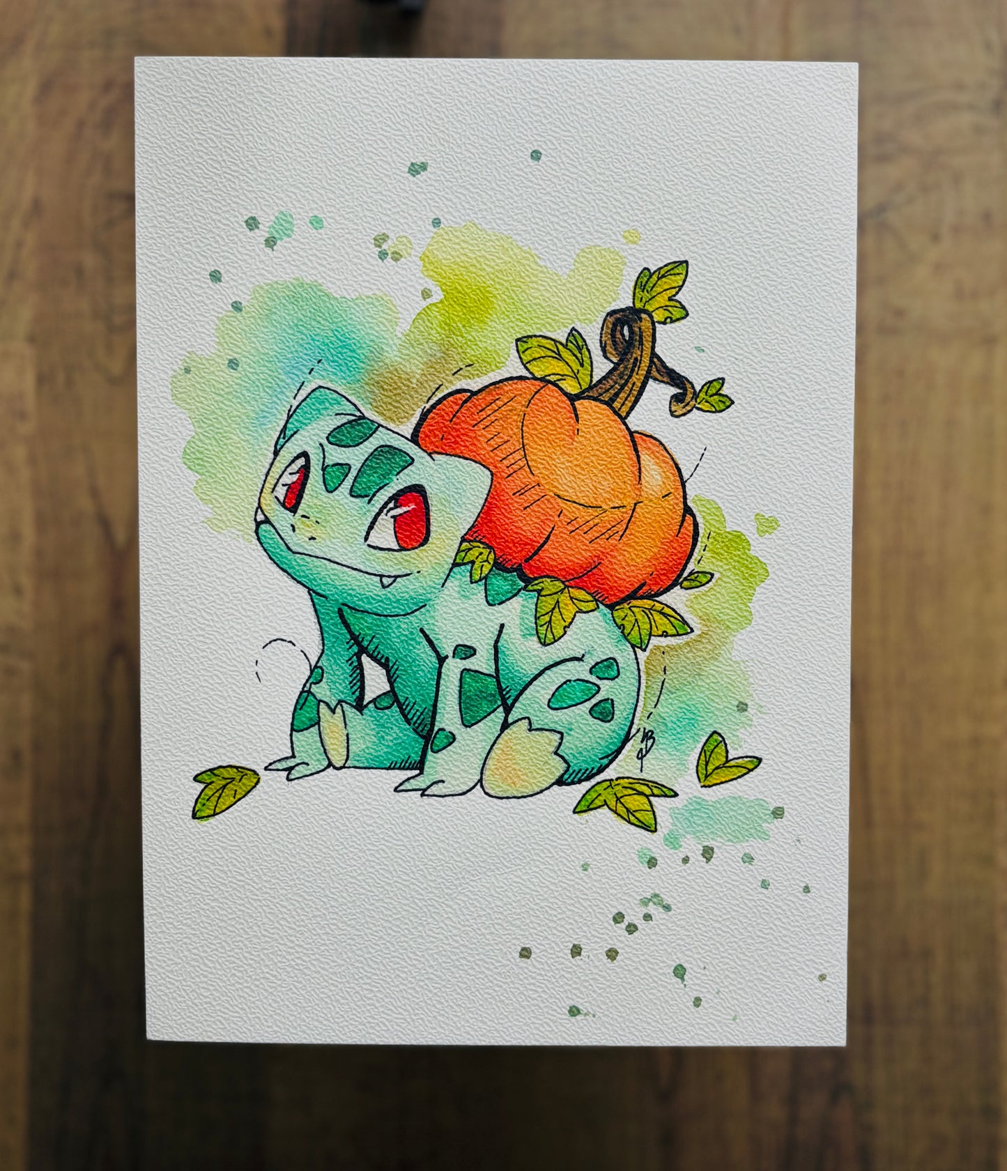Pumpkin Bulbasaur Watercolour Print