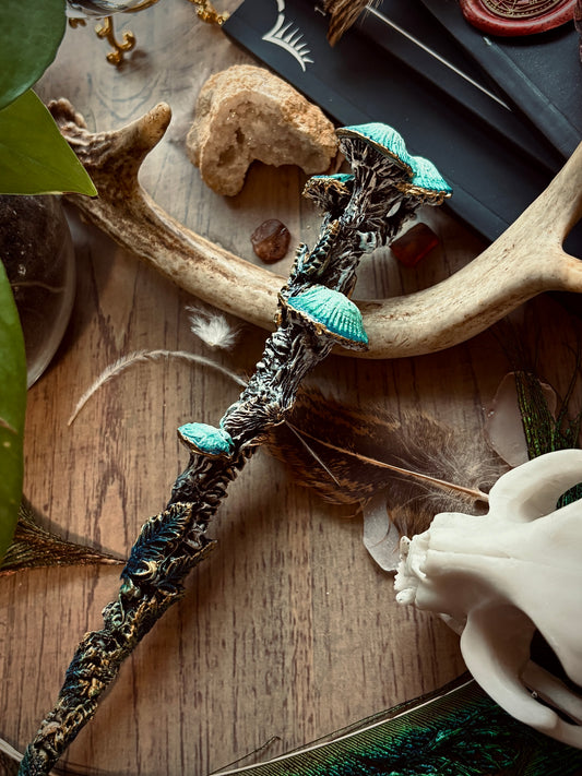 Hand Crafted Magic Wand-Mushroom Cluster