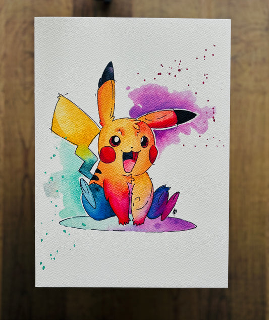 Pikachu Watercolour Print