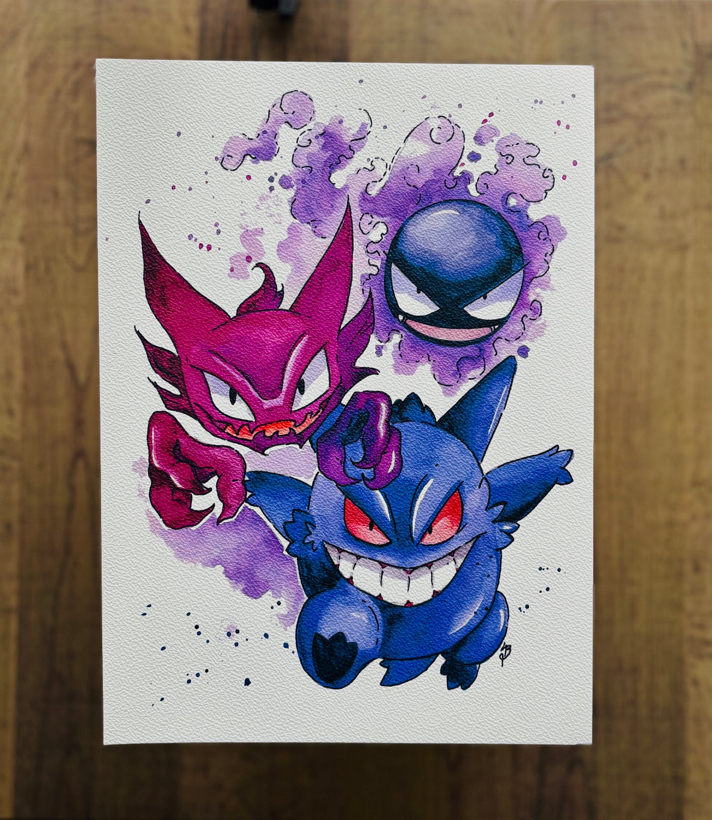 Ghastly, Haunter & Gengar Watercolour Print
