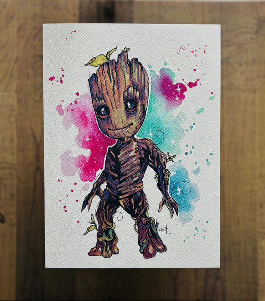 Baby Groot Watercolour Print