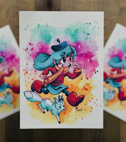 Hilda & Twig Watercolour Print